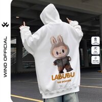 Áo hoodie unisex form rộng WIND LABUBU Monster áo khoác zip dây kéo thời trang nam nữ nỉ bông oversize