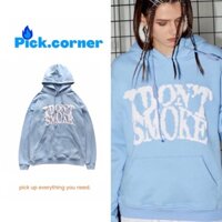 Áo hoodie unisex hiphop nam nữ I DON’T SMOKE blue form rộng. AN12