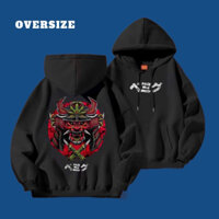 ÁO HOODIE UNISEX NAM NỮ FORM RỘNG SAMURAI RĂNG NANH CÓ BIGSIZE 35kg đến hơn 100kg vải nỉ dày mịn