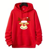 ÁO HOODIE UNISEX noel đầu tuần lộc đội nón