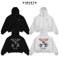 Áo Hoodie Zip 2 Chiều Có Túi Trong - Áo Khoác Nỉ 2 Da VIBESTU " Cupid "