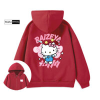 Áo Hoodie Zip, Áo Khoác Nam Nữ Unisex By PEABOO Mã HZ02 Mèo Kitty Chất Nỉ Bông Form Rộng Mũ 2 Lớp