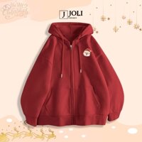 Áo Hoodie Zip, Áo Khoác Nam Nữ Unisex By JOLI Mã Ông Già Noel Mini Chất Nỉ Bông Form Rộng Mũ 2 Lớp J Joli Trendy