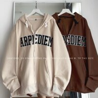 Áo Hoodie Zip APIDIEM 2 màu nâu choco và kem Thêu chữ form rộng Unisex, Áo khoác nỉ ARPEDIEM  ảnh thật tại shop, Áo Khoác nỉ ARPI 2 màu TanNâu form rộng unisex nam nữ, ÁO KHOÁC NỈ MŨ 2 LỚP CHỮ ARPE - - mẫu hot 2023 - Kem - FreeSize 40kg--->70kg