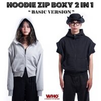 Áo hoodie zip boxy WHO CONCEPT Áo khoác dây kéo đa năng 2 in 1 Basic Version