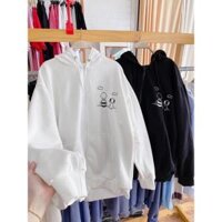 ÁO HOODIE ZIP ĐÔI BẠN TRẮNGĐEN - Trắng - XL