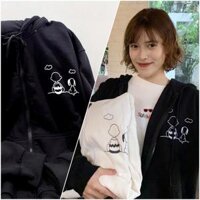 ÁO HOODIE ZIP ĐÔI BẠN TRẮNGĐEN - Đen - XL