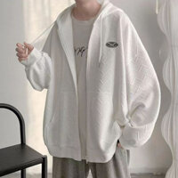 Áo hoodie zip Khoác Cardigan Có Nón Trùm Dáng Rộng Màu Trắng Phong Cách Hàn Quốc áo khoác nam nỉ Thời Trang Cho Cặp Đôi áo hoodie essentials