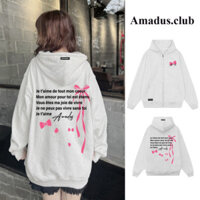 Áo HOODIE ZIP Nỉ Bông In Bow Amadus Unisex Kéo Khóa - AD13