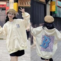 Áo Hoodie Zip Nỉ Bông Lót Lông Form Rộng Nam Nữ Unisex Áo Khoác Nỉ Xám Tiêu Đỏ Mận In Chữ ML.B có bigsize đến 110kg
