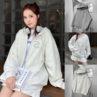 Áo Hoodie Zip Nỉ Bông Lót Lông Nhung Form Rộng Nam Nữ Unisex Áo Khoác Nỉ Xám Tiêu Đỏ Mận In hình có bigsize đến 110kg