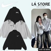 Áo Hoodie Zip nỉ Nike & Stussy & Essentials Nam Nữ Cổ Đứng Chất nỉ Bông Cao Cấp Chuẩn Form Unisex Chính Hãng LÁ_STORE