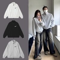 Áo hoodie zip nỉ NIKe thêu cổ đứng chất nỉ bông cao cấp form basic nam nữ unisex áo khoác hoodie nike chính hãng
