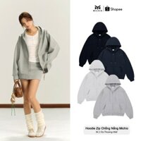 Áo Hoodie Zip Nữ MICHIO Chất Nỉ 2 Da Chống Nắng 2 Lớp Form Rộng Basic Double Zipper Cao Cấp