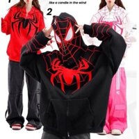 Áo hoodie zip siêu nhân nhện mũ trùm 2 lớp cá tính 2 mũ cá tính, áo đôi, áo nỉ nam nữ unisex, áo siêu nhân nhện