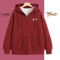 Áo Hoodie Zip THÊU, Áo Khoác Nam Nữ Unisex By JOLI Mã Flower Chất Nỉ Bông Form Rộng Mũ 2 Lớp J Joli Trendy