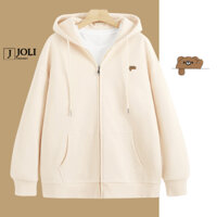 Áo Hoodie Zip THÊU, Áo Khoác Nam Nữ Unisex By JOLI Mã BST Mini Cute Chất Nỉ Bông Form Rộng Mũ 2 Lớp J Joli Trendy