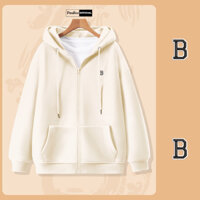 Áo Hoodie Zip THÊU, Áo Khoác Nam Nữ Unisex By PEABOO Mã HZ BST04 Chữ Viền Trắng Chất Nỉ Bông Form Rộng Mũ 2 Lớp