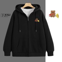 Áo Hoodie Zip THÊU, Áo Khoác Nam Nữ Unisex By JOLI Mã Super Bear Chất Nỉ Bông Form Rộng Mũ 2 Lớp J Joli Trendy