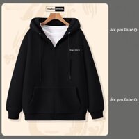 Áo Hoodie Zip THÊU, Áo Khoác Nam Nữ Unisex By PEABOO Mã HZ See You Later Chất Nỉ Bông Form Rộng Mũ 2 Lớp
