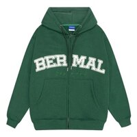 Áo Hoodie Zip Unisex thêu- Bernice Brand- Bermal Logo/  Màu xanh ve chai