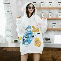 Áo hoodies nam nữ họa tiết Tom and Jerry đình đám hot hit - trắng - L