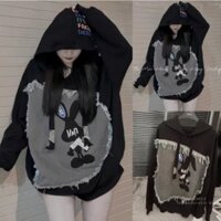 Áo hoodies nam nữ mặc đôi đính vải bò rách tua hình thỏ 3D thời trang hàn quốc