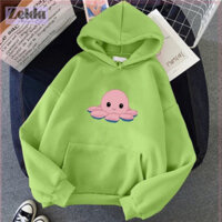 Áo Hooide mũ Cotton 2 lớp in hình Bach tuộc hồng, Áo hoodie nam nữ thiết kế thời trang ZELDA