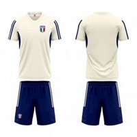 Áo Italia vàng kem thun lạnh logo thêu - đồ đá banh ý