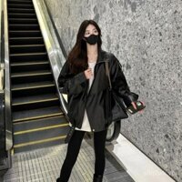 Áo Jacket Áo Khoác Da Cổ Bẻ dễ phối đồ mùa thu cao cấp áo mới trào lưu kiểu Mỹ cổ điển thon gọn rộng rãi thời trang