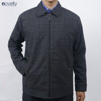 Áo Jacket nam 2 lớp cổ bẻ Novelty Casual caro lớn xanh xám đậm NJKMCLMT3B2305332
