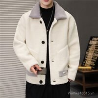 Áo Jacket nam áo khoác lông cừu nhung hạt thanh niên thường ngày thương hiệu sành điệu Áo khoác bông Áo Khoác Nam dày dặn