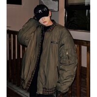 Áo Jacket Phi Công Màu Xanh Quân Đội Áo Bóng Chày Đường Phố Phong Cách Mỹ Cổ Điển Cho Nam Áo Khoác