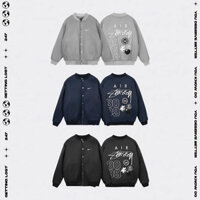 Áo jacket phong cách bóng chày thêu chi tiết