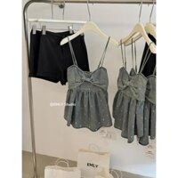 Áo JEAN nơ 2 dây siêu xinh xắn [HÀNG LOẠI 1]