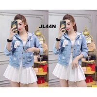 Áo Jean Nữ Có Nón Che Nắng Thời Trang Áo Khoác Bò Vải Denim Xịn Sò Đón Tết Mã JL44N