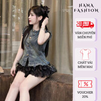 Áo jeans, áo gile nữ sát nách tay bèo viền chất bò denim cá tính trẻ trung dễ phối đồ HCOM25751