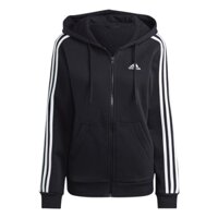 Áo Khoác adidas Nữ Essentials 3-Stripes Full-Zip Fleece Hoodie Black HZ5743