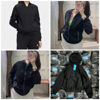 Áo khoác Adidas xuất Âu xịn màu đen trơn unisex tay dài túi dây kéo