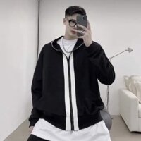 Áo Khoác , Áo Hoodie Zip Thêu Viền Trắng Full Khóa Đến Mũ_Áo Khoác Nỉ Nam Nữ Hottrend 2022[HM Store]