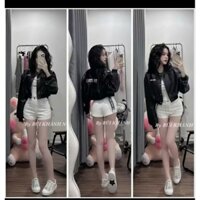 (Áo khoác) Áo khoác da croptop nữ Mi.u.miu Hottrend