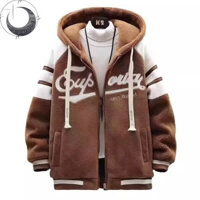 Áo khoác BCGHOSTmen nhung cừu dày ấm áp có mũ trùm đầu áo khoác nam