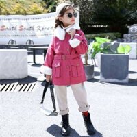 Áo khoác bé gái cổ lông trắng 20-42kg