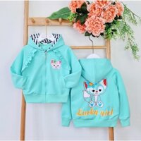 áo khoác bé gái họa tiết mèo kitty phiên bản cực xinh cho bé 1 tuổi - 12 tuổi nặng từ 10kg- 40kg chất da cá xịn xò
