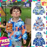 Áo khoác bé trai 2-7 tuổi 2 lớp in hình ngộ nghĩnh, Áo gió cho bé xuất Hàn bên trong lót cotton hàng Quảng Châu