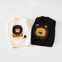 Áo khoác bé trai cổ tròn dễ thương áo vest đan hoạt hình