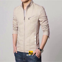 Áo Khoác Big Size Áo Khoác Kaki Nam Cổ Cao Hai Lớp Chống Nắng Chống Lạnh Phối Dây Kéo Ngực Giả Ves Hàn Quốc Cao Cấp ShopN6 - QK45  - M - Kem