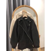 Áo khoác biker da lộn.