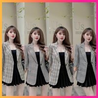 Áo khoác Blazer Caro phong cách retro Hàn Quốc hợp thời trang, áo khoác công sở, thời trang nữ