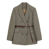 Áo khoác Blazer caro thắt eo